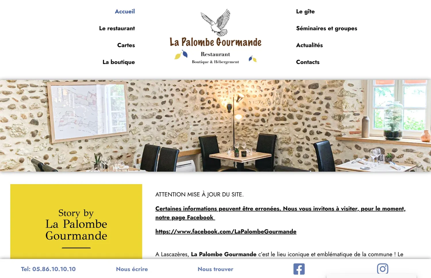 Création du site du restaurant et gîte La Palombe Gourmande à lascazères