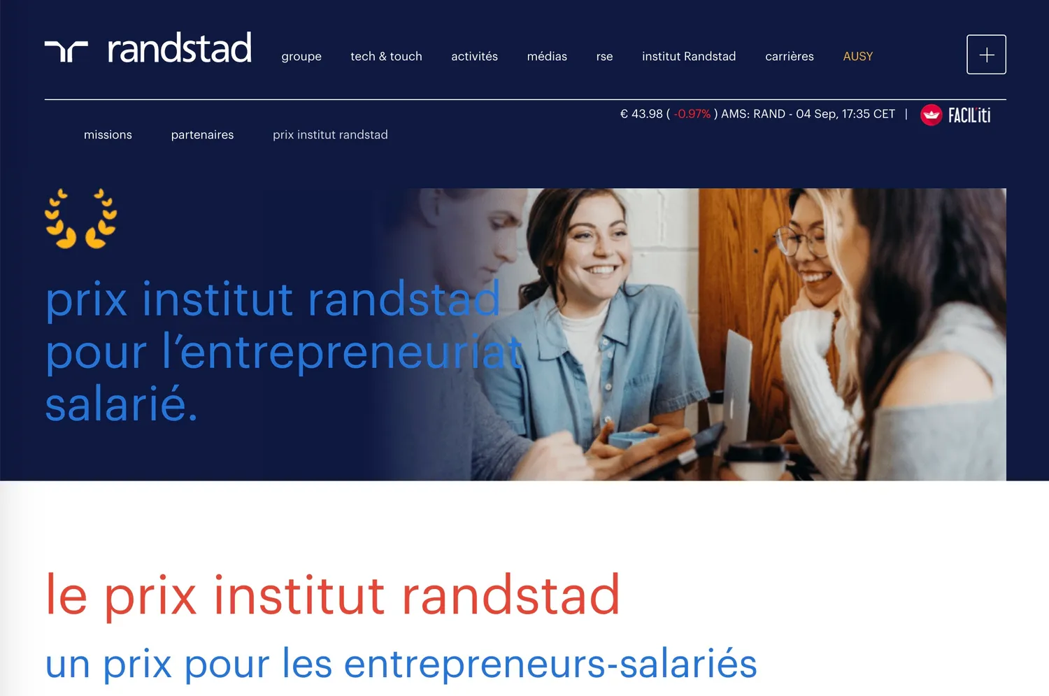 Intégration d'une page pour le groupe Randstad